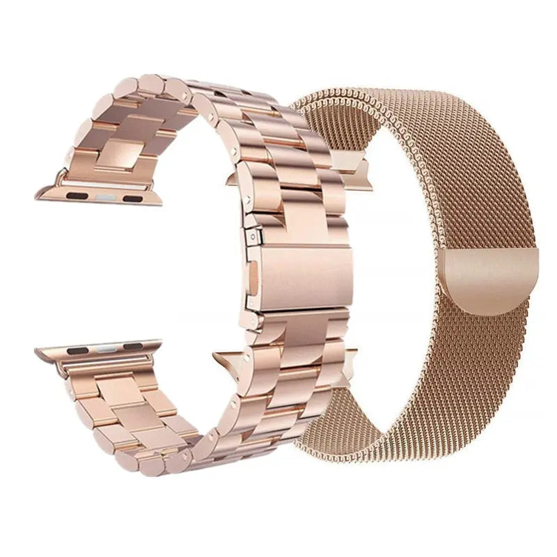 Premium Stainless Steel Mesh And Steel Link Bands 2 Pack For Apple Watch Series 8 - Pinnacle Luxuries