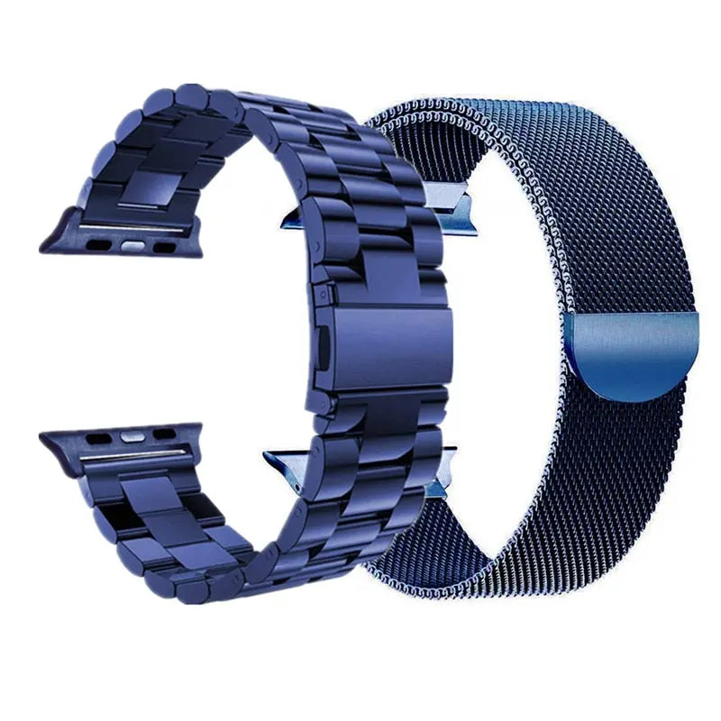 Premium Stainless Steel Mesh And Steel Link Bands 2 Pack For Apple Watch Series 8 - Pinnacle Luxuries
