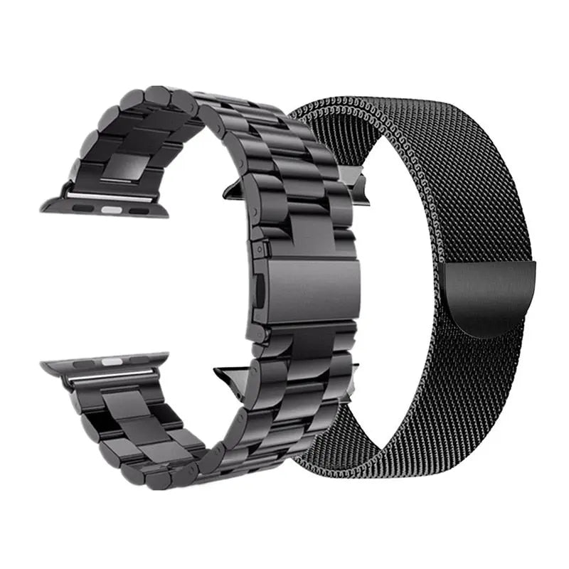 Premium Stainless Steel Mesh And Steel Link Bands 2 Pack For Apple Watch Series 8 - Pinnacle Luxuries
