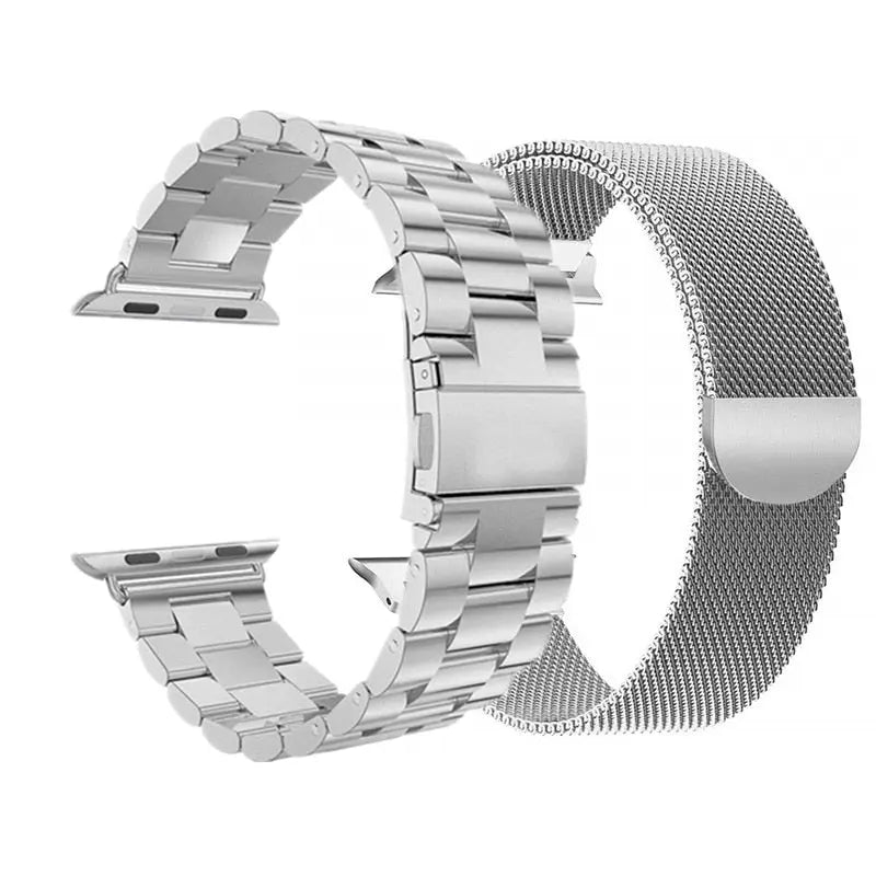 Premium Stainless Steel Mesh And Steel Link Bands 2 Pack For Apple Watch Series 8 - Pinnacle Luxuries
