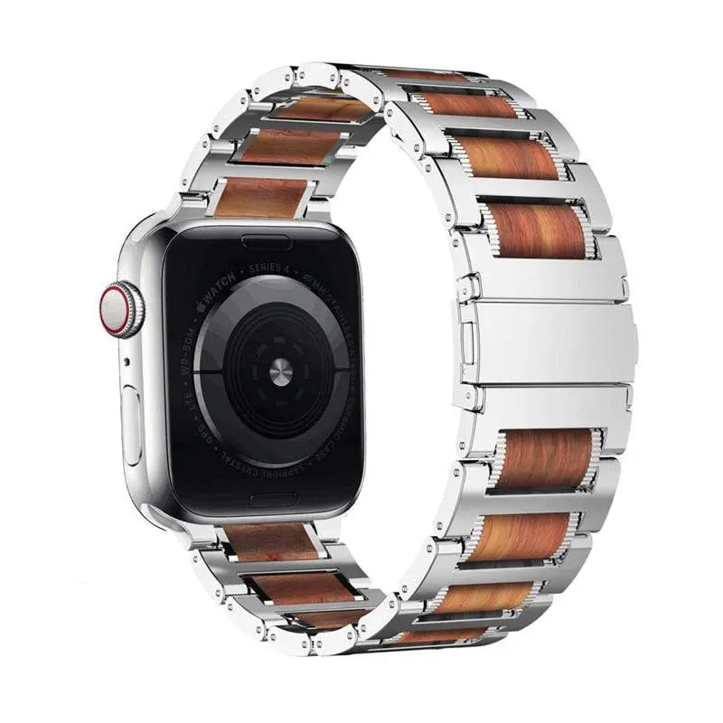 Premium Grade Wooden Steel Custom Apple Watch Band - Pinnacle Luxuries