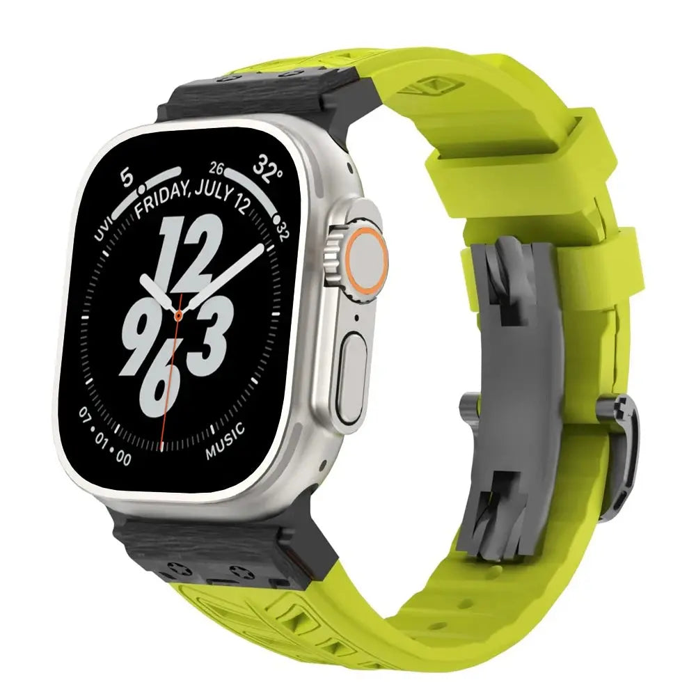 CarbonForce Pro FKM Fluororubber Band – Premium Carbon Fiber Design for Apple Watch Ultra &amp; Series 10, 9, 8, 7