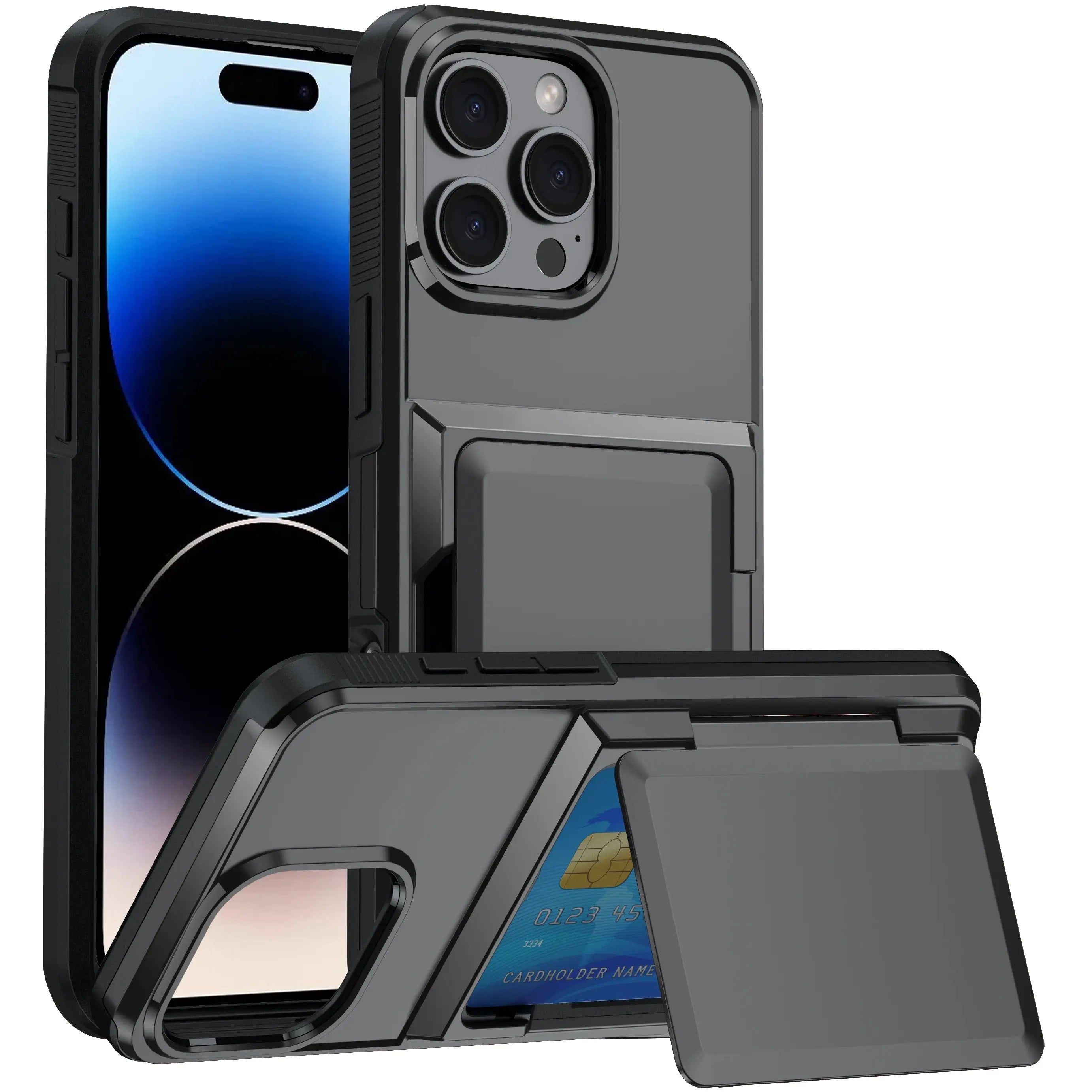 ArmorGuard Wallet Case with Card Holder for iPhone 16 and 16 Pro Max - Shockproof Heavy-Duty Protection