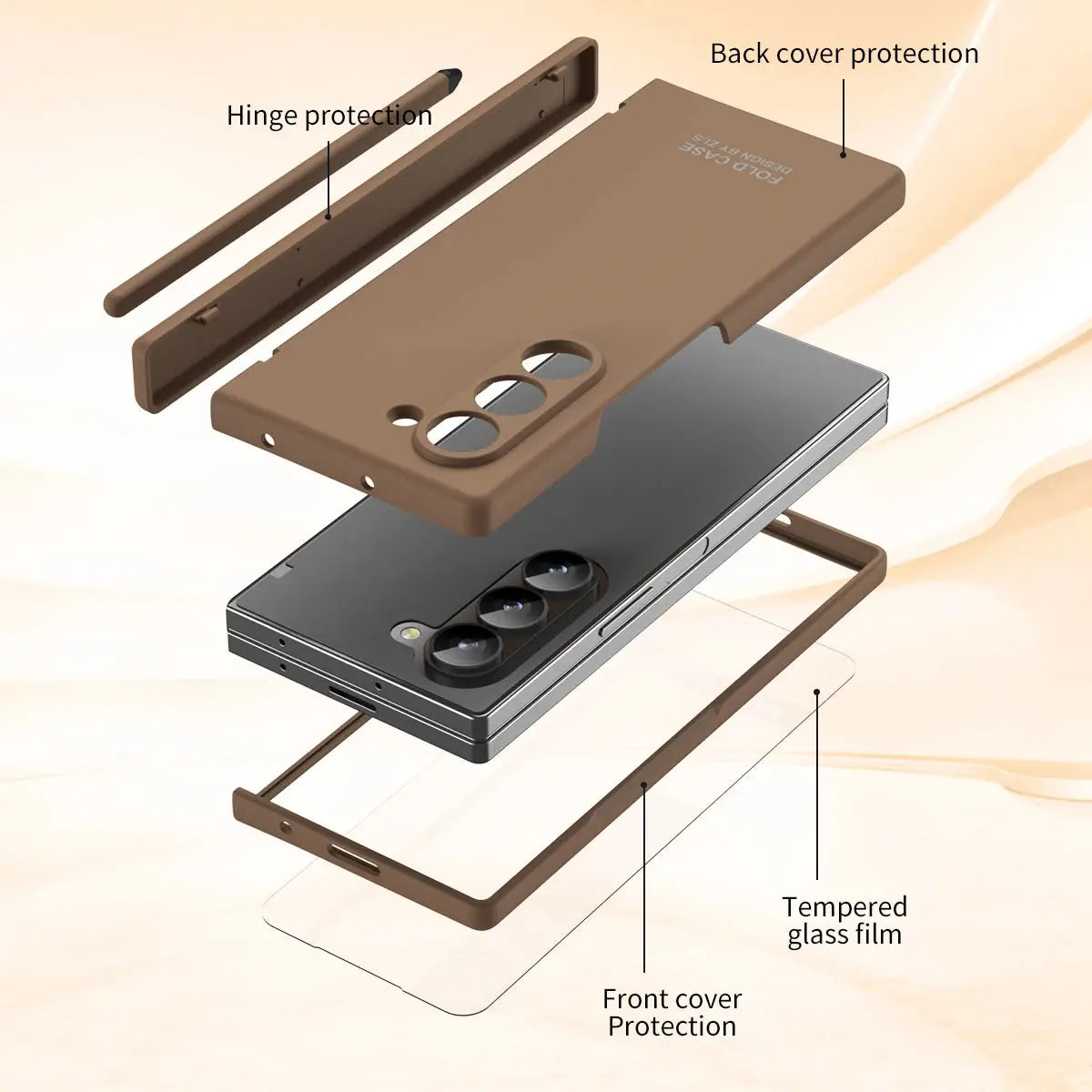 For Samsung Galaxy Z Fold 6 5 4 3 Case Skin Friendly Matte Folding Hinge with Tempered Film Optional Touch Pen Shockproof Cover Pinnacle Luxuries