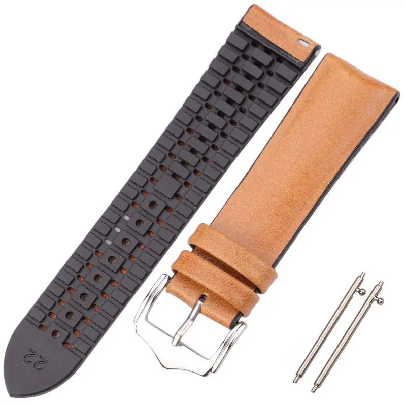 PL Collection Cowhide And Silicone Universal Watch Band 18mm 20mm 22mm Pinnacle Luxuries