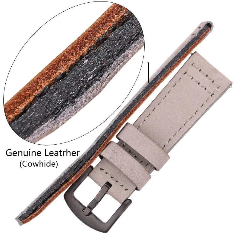 PL Genuine Cowhide Hand Stitched Leather Watch Band 18mm 20mm 22mm 24mm Pinnacle Luxuries