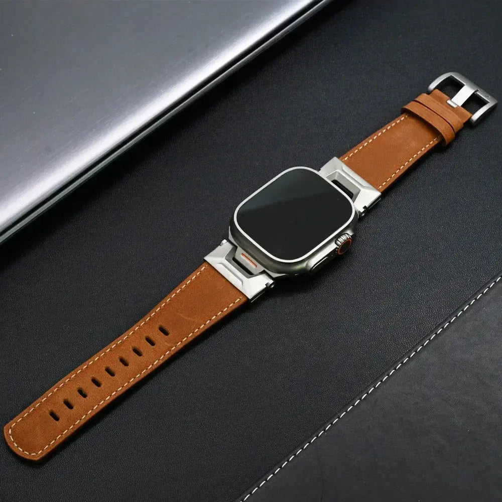 Genuine Leather Luxury Band for Apple Watch Series 10 (46mm), Ultra 2 (49mm), Series 9 & Previous Models