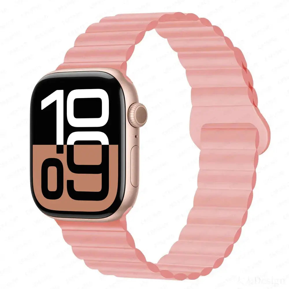 Magnetic Silicone Band for Apple Watch – Adjustable Strap for Ultra 1/2 (49mm), Series 10, 9, 8, 7, SE (45mm/44mm/42mm/41mm/40mm/38mm)