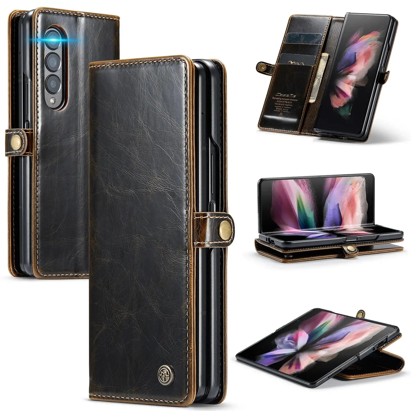 Protection Business Leather Case for Samsung Galaxy Z fold6 Fold3 Fold 6 5 4 Fold5 Fold4 Fold 3 5G Card Pocket Phone Cover Pinnacle Luxuries