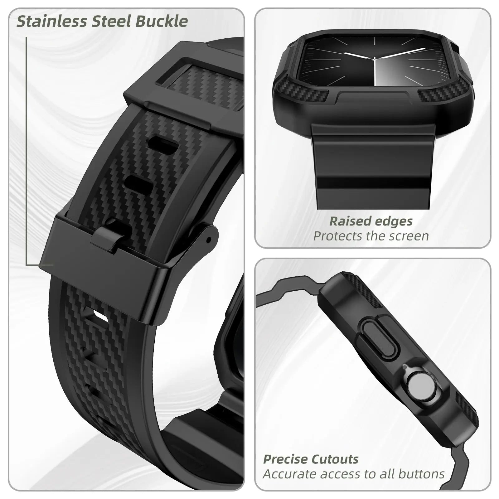 Rubber Case And Strap for Apple Watch Series 10 46mm Sport Rubber Band for Iwatch 10, All-around Protection Watch Strap 46mm Pinnacle Luxuries