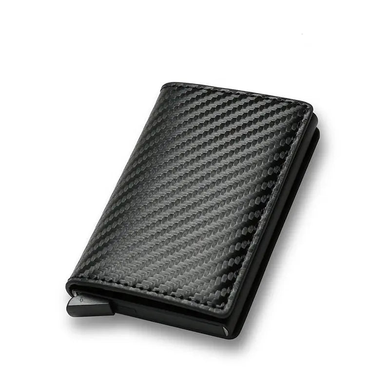 Custom Card Holder Rfid Black Carbon Fiber Leather Simple Wallet Men's Gift Personalized Pinnacle Luxuries