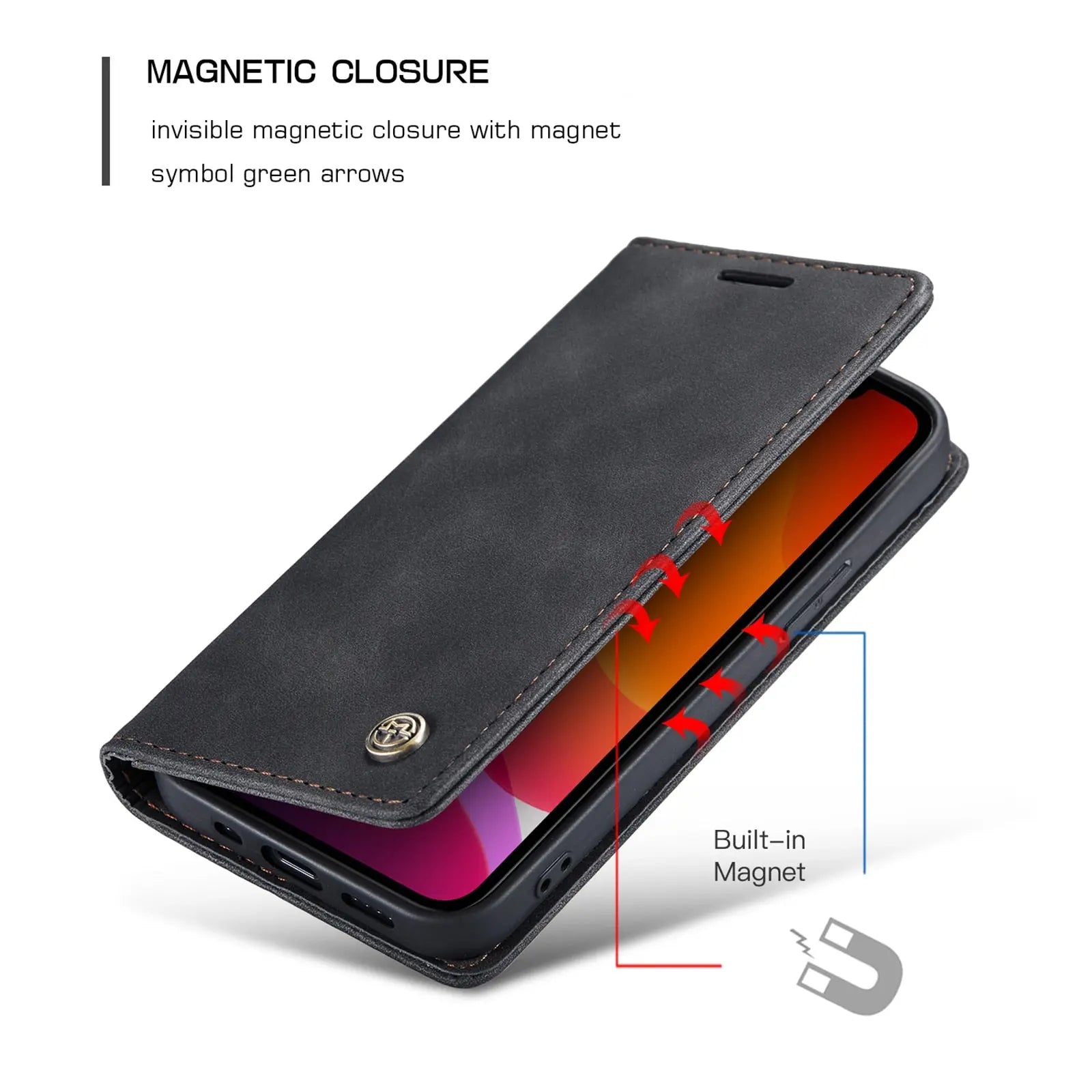 CaseMe Flip Case For iPhone 15 Pro Max iPhone 15 Plus Pro Retro Magnetic Card Leather Wallet Cover Pinnacle Luxuries