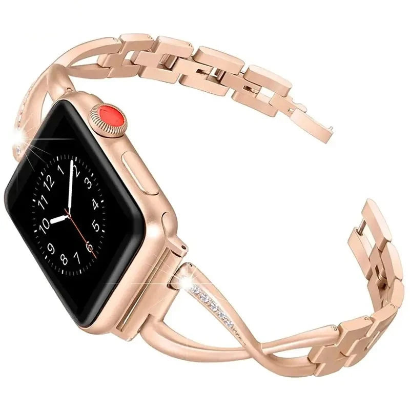 Strap for Apple Watch Band 49mm 44mm 41mm 45mm 40mm 42mm Diamond Stainless Steel Correa IWatch Ultra 2 Series 9 8 7 6 SE 5 4 3 Pinnacle Luxuries