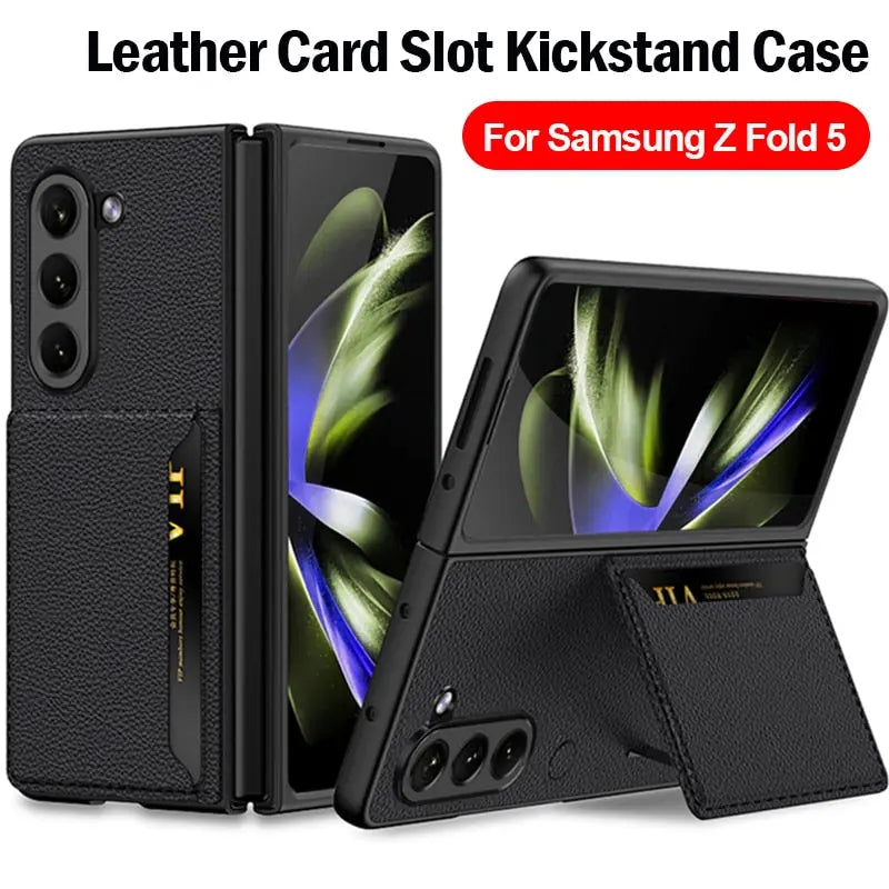 Luxury Leather Card Slot Capa for Samsung Galaxy Z Fold 5 5G Case Card Pocket Bracket Stand Funda for Samsung Z Fold 5 Cover Pinnacle Luxuries