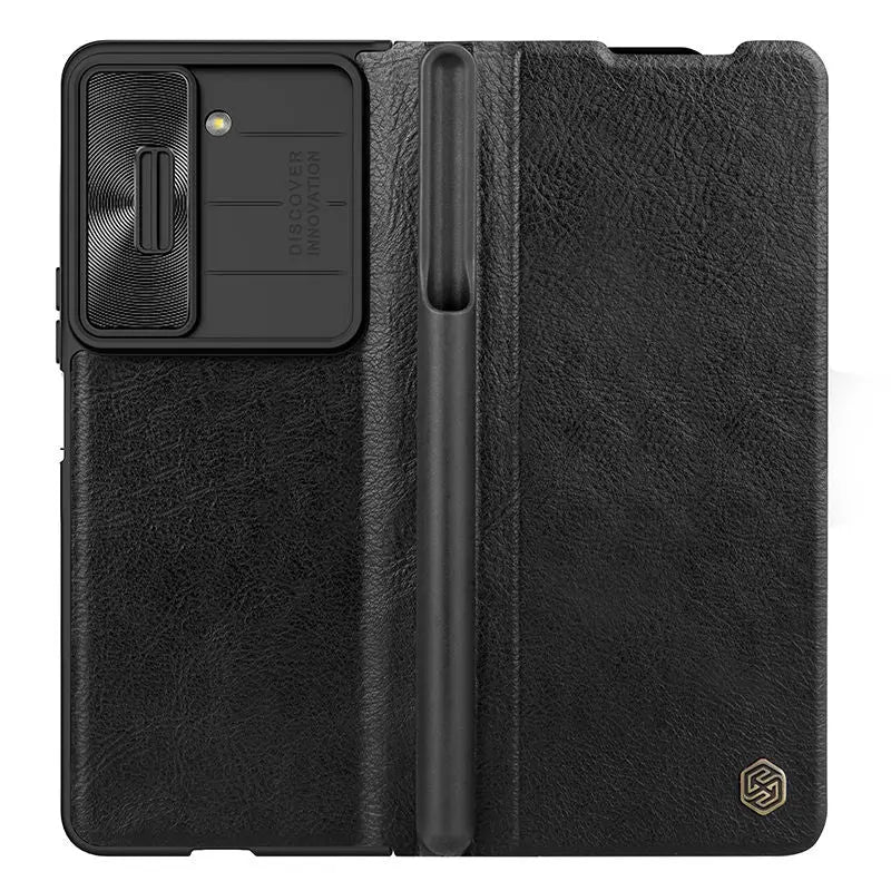 NILLKIN Qin Flip Leather Case for Samsung Galaxy Z Fold 5 with S-Pen Pocket Slide Camera Lens Cover Full Protection Phone Case Pinnacle Luxuries