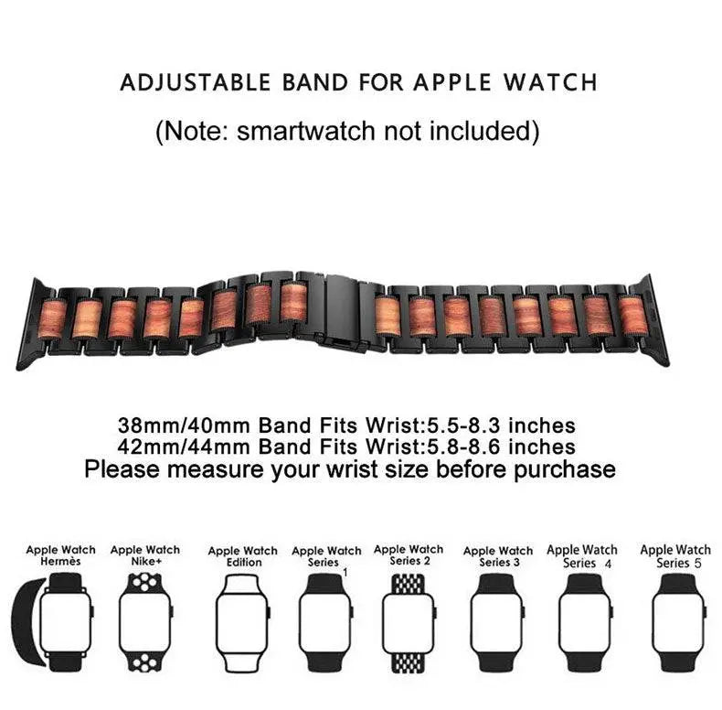 Premium Grade Wooden Steel Custom Apple Watch Band - Pinnacle Luxuries