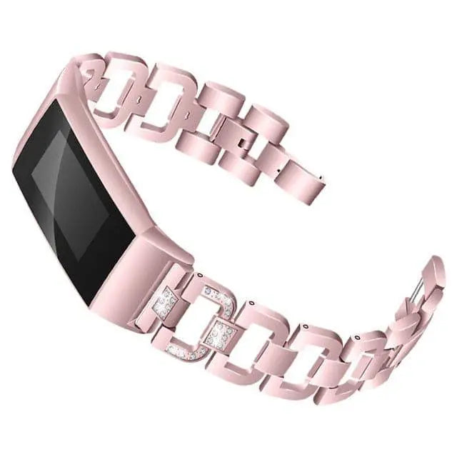 Fitbit Charge 3 & 4 Vita Diamond Stainless Steel Bracelet Band - Pinnacle Luxuries