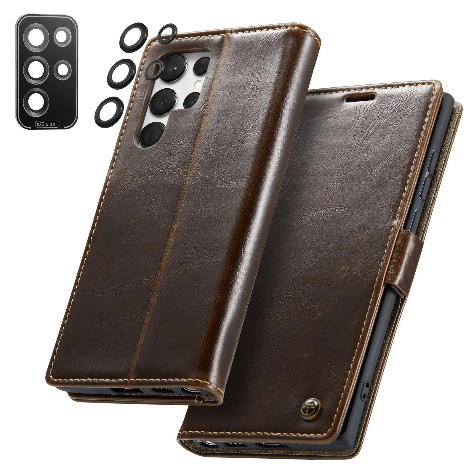 Pinnacle Premium Leather Wallet Case For Samsung Galaxy S22 Ultra - Pinnacle Luxuries